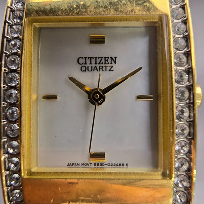 Citizen Watch Women 20mm MOP Dial Gold Tone Gemmed 5930-S99043 New Battery1