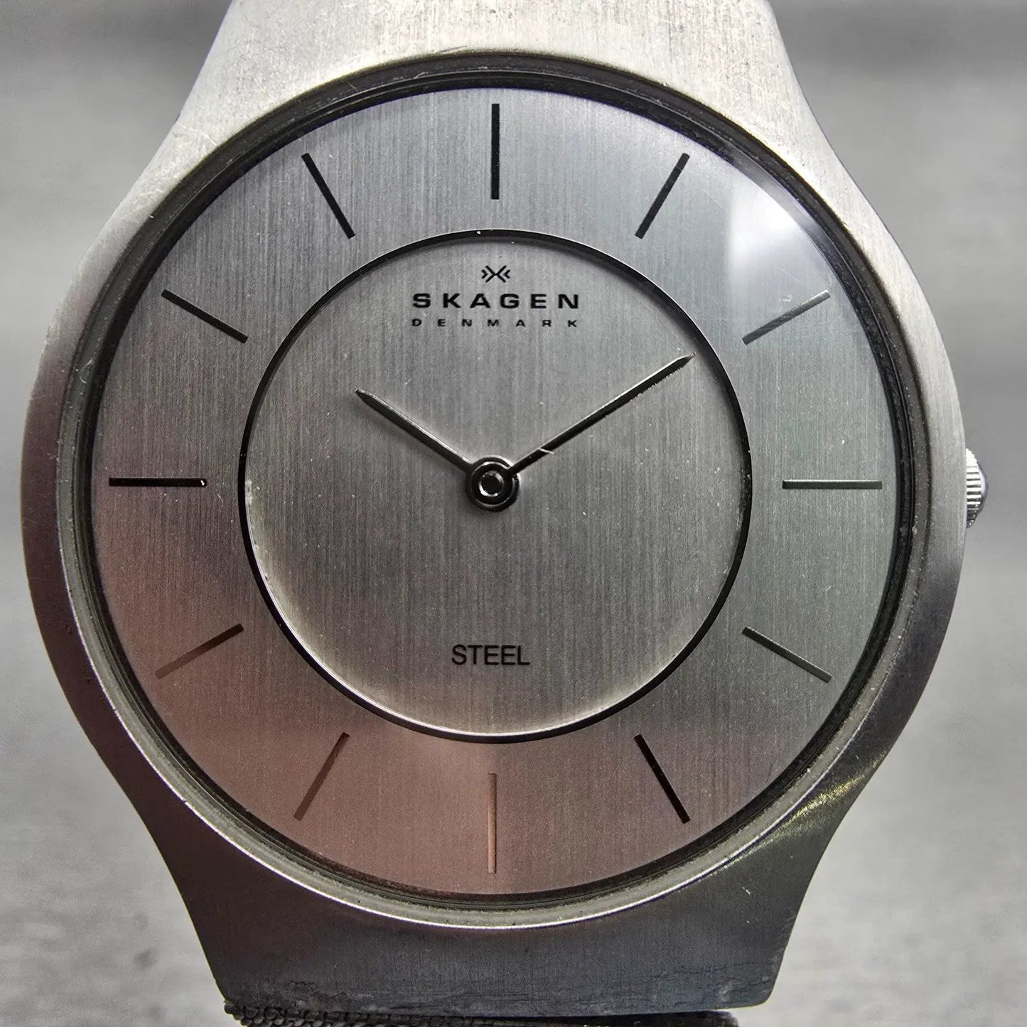 Skagen Denmark Slimline Watch Men 35mm Silver Dial Silver Tone 233LSS New Batt1