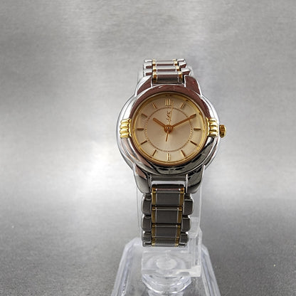 Yves Saint Laurent Watch Women 23mm Champagne Dial Two Tone Round new Battery5