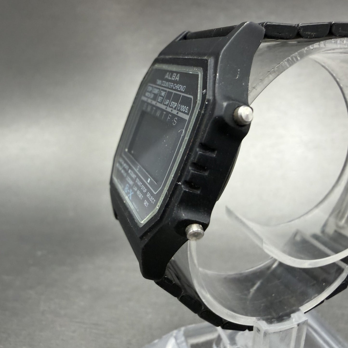Seiko ALBA Digital Watch Men 34mm Digital Black Tone Chrono Y729-5000 New Batt2