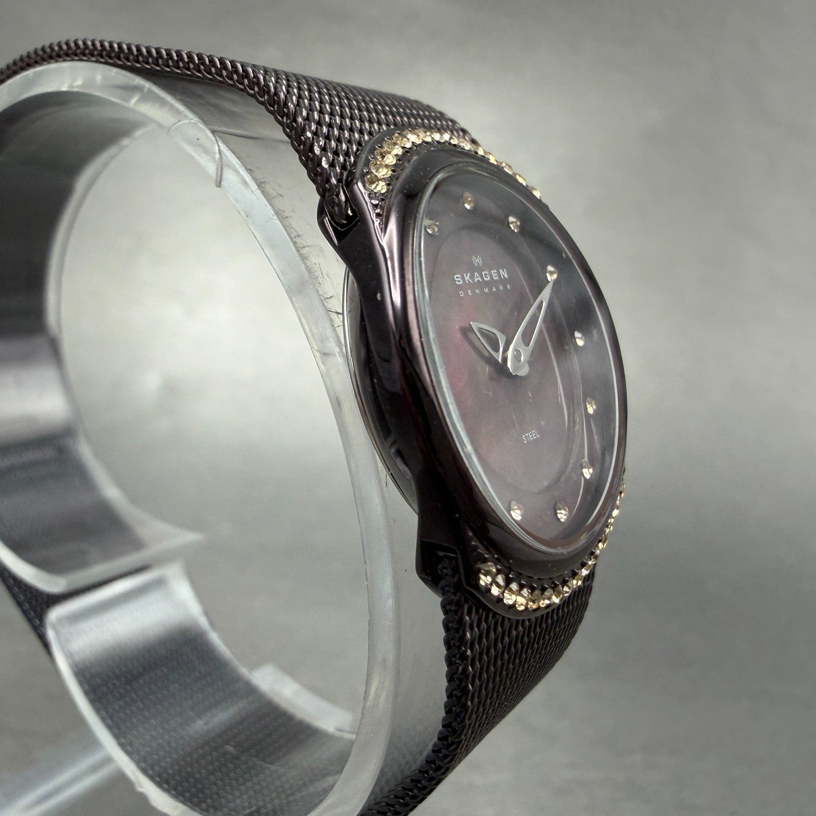 Skagen Watch Women 23mm MOP Dial Purple Tone Ovel Cyrtstals 686XSMM New Battery3
