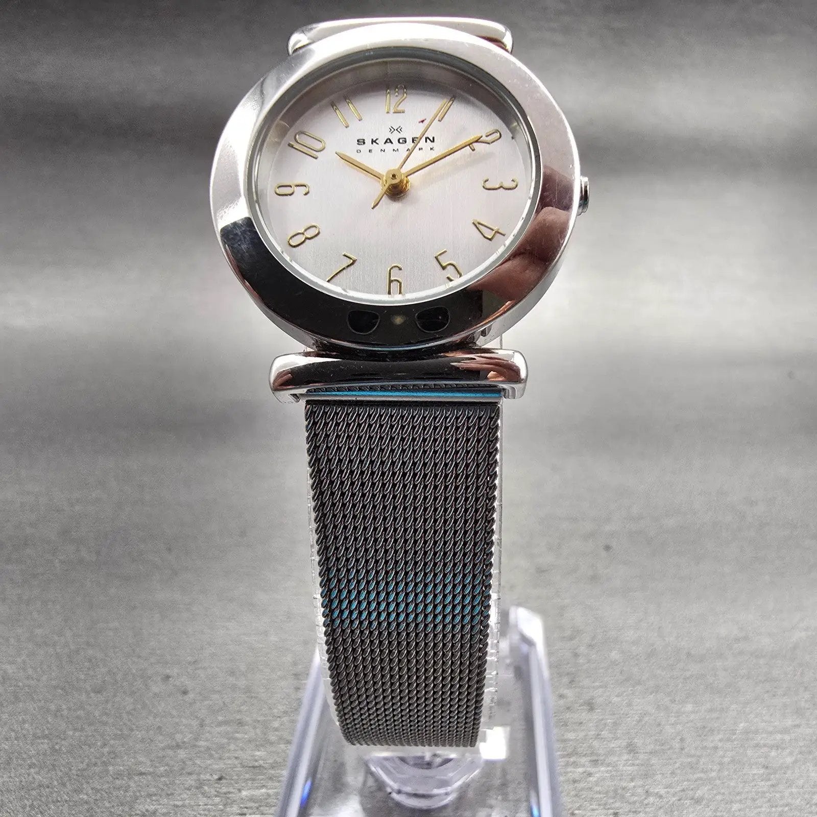Skagen Watch Women 25mm Silver Dial Silver Tone Round 107SGSC New Battery Mesh L5