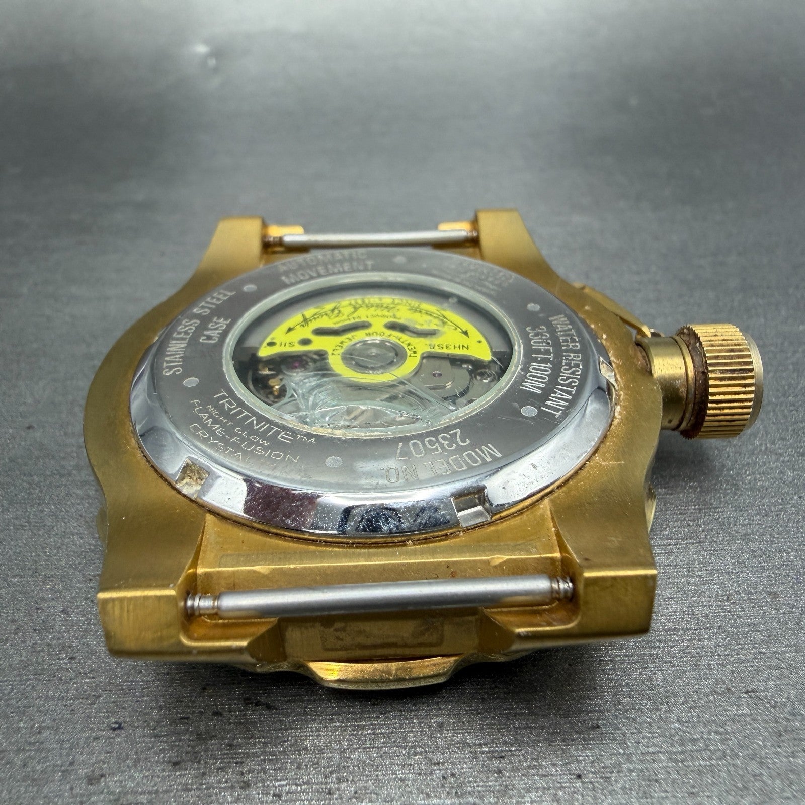 Invicta Pro Diver Automatic Watch Men 49mm White Dial Gold Tone Date Round 235079