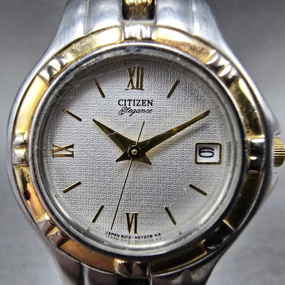 Citizen Elegance Watch Women 25mm Silver Dial Two Tone Date 6010-H04538 New Batt1