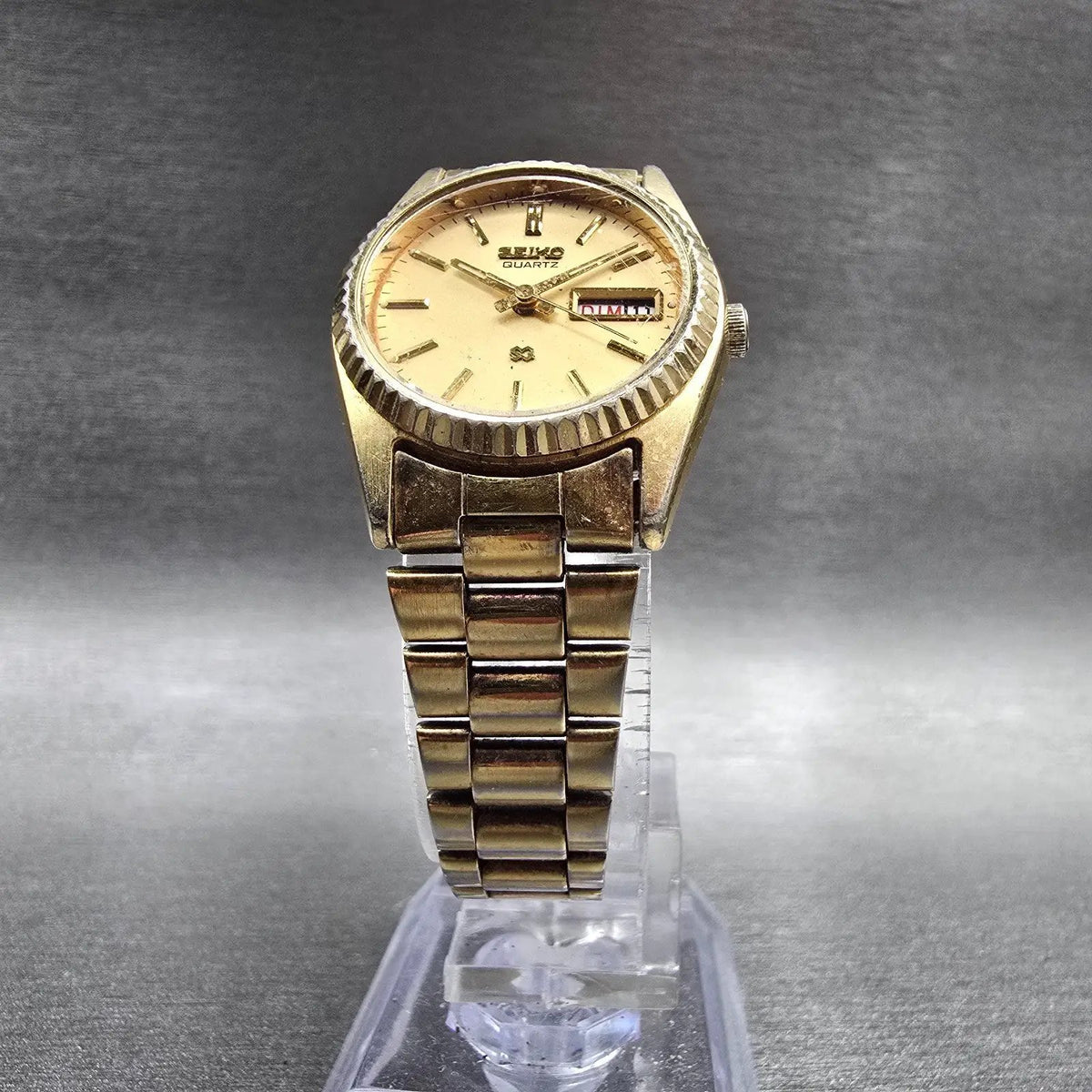 Seiko President Watch Women 24mm Gold Dial Gold Daydate Round 2A23-0039 New Batt5