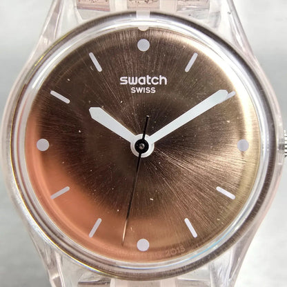 Swatch PINKINDESCENT TOO Watch Women Rose Gold Dial Clear Case LK354D New Batt1