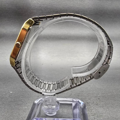 Seiko Tank Watch Men 26mm Gold Dial Gold Tone Rectangle 6530-5790 New Battery6