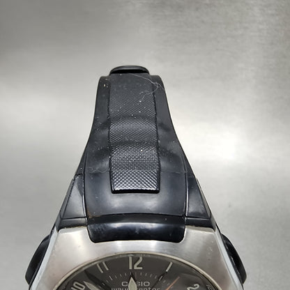 Casio Wave Ceptor Watch Men 43mm Black Dial Silver Tone Analog Digital  Solar B14