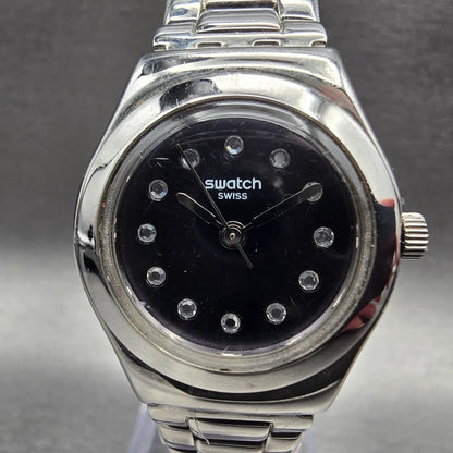Swatch Irony Be Surprised Watch Women 25mm Black Dial Silver Tone YSS279G NewBat1