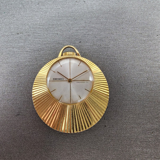 Seiko Pendant Watch Women 33mm Manual Wind White Dial Gold Plated Manual Runs0