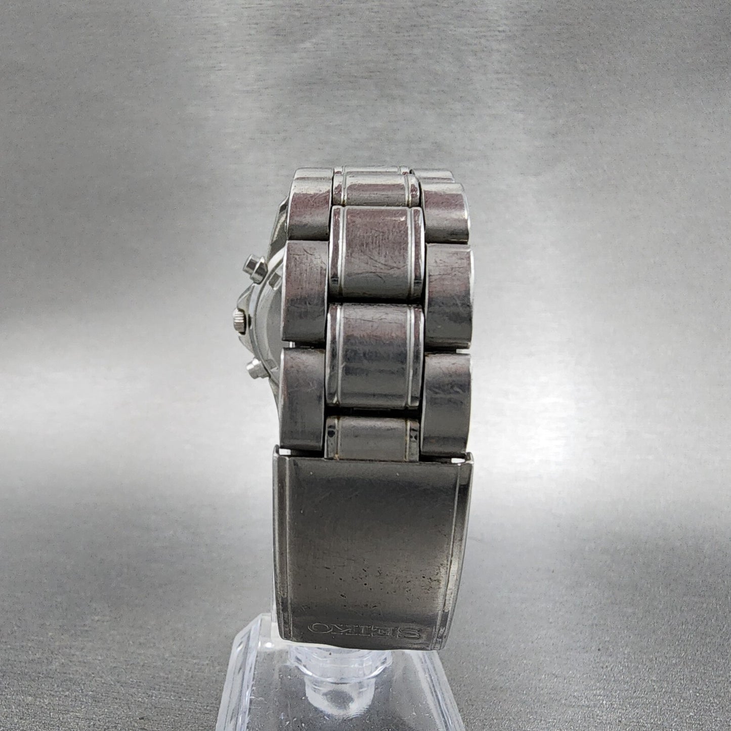 Seiko Chronograph Watch Men 40mm Silver Dial silver Tone Date 7t920dw0 Newbatt7