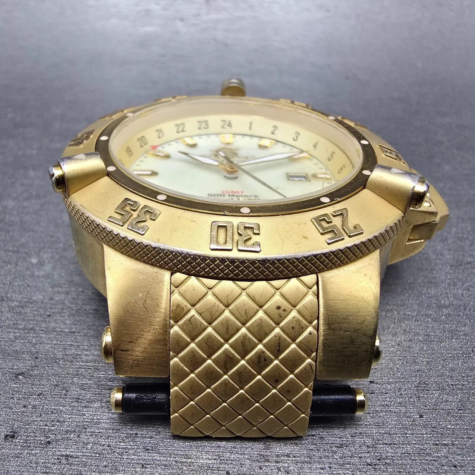 Invicta Sub Aqua Noma III Watch Men 50mm MOP Dial Gold Tone Date 0738 NewBattery2