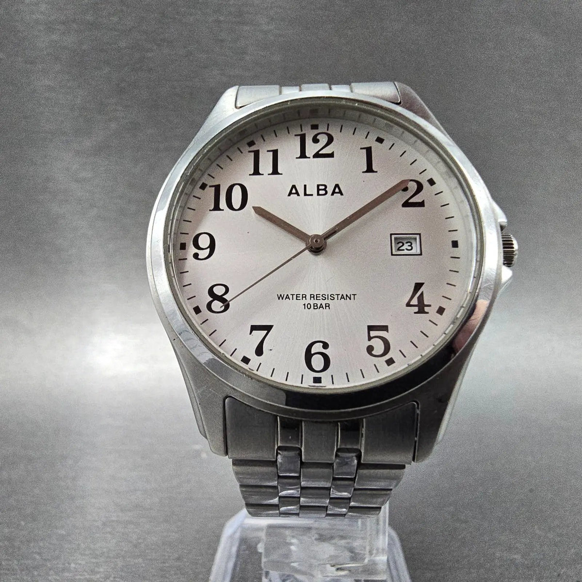 Alba Watch Men 36mm Silver Dial Steel Date Round VX32-K007 JDM PARTS Seiko6