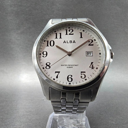Alba Watch Men 36mm Silver Dial Steel Date Round VX32-K007 JDM PARTS Seiko6
