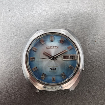 Citizen Sevenstar V2 Watch Men 38mm Blue Dial Steel Daydate 4771206 Auto PARTS0
