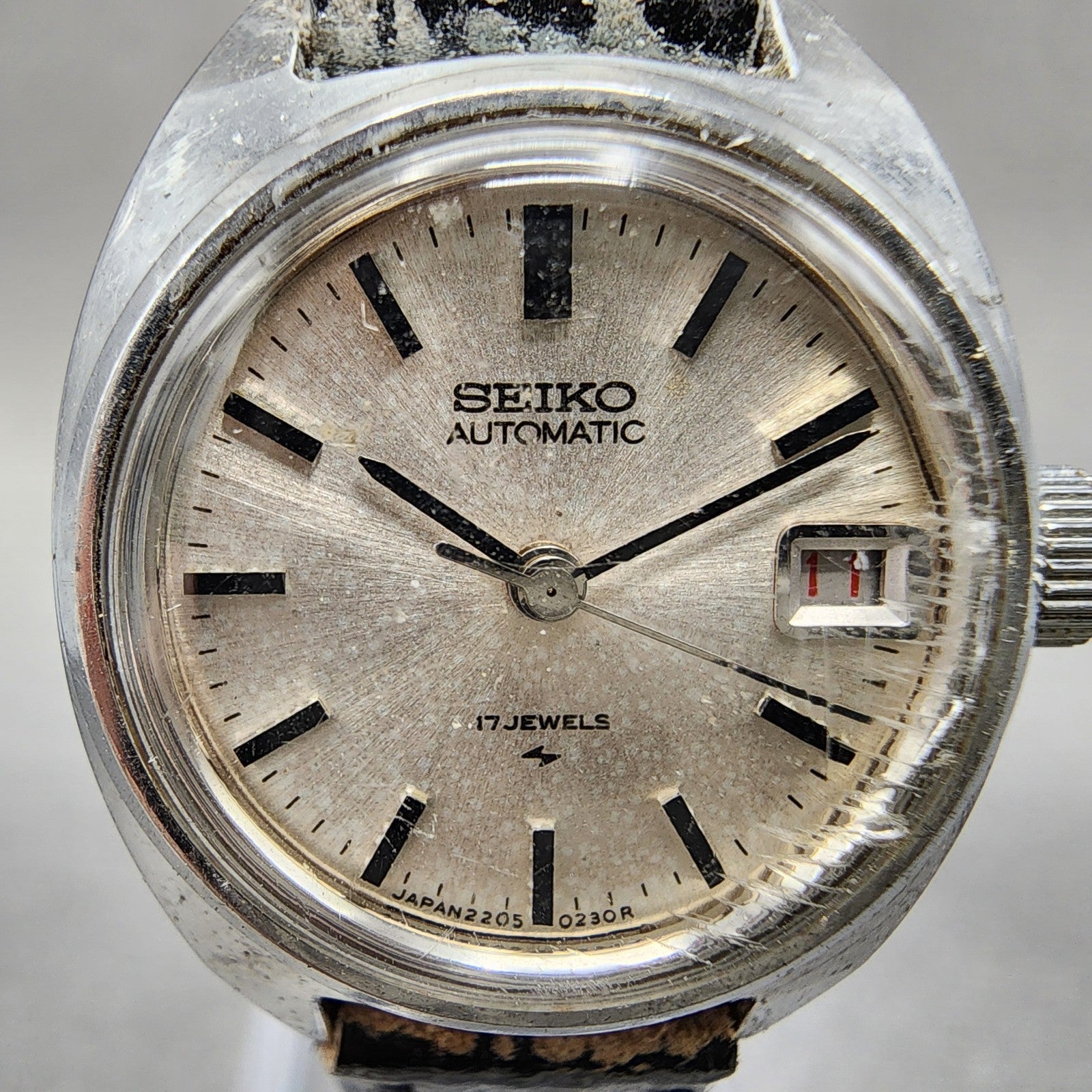 Seiko Automatic Watch Women 23mm White Dial Silver Tone Date 22050050 Runs1