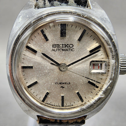 Seiko Automatic Watch Women 23mm White Dial Silver Tone Date 22050050 Runs1