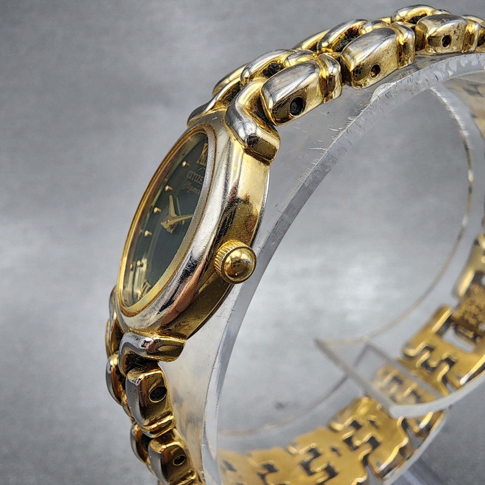 Citizen Elegance Watch Women 15mm Green Dial Two Tone 5421H16587 New Battery2