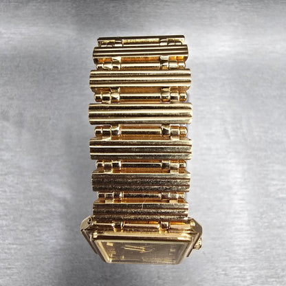 Bulova Tank Watch Men 24mm Gold Dial Gold Rectangle 92M99 New Battery VTG4