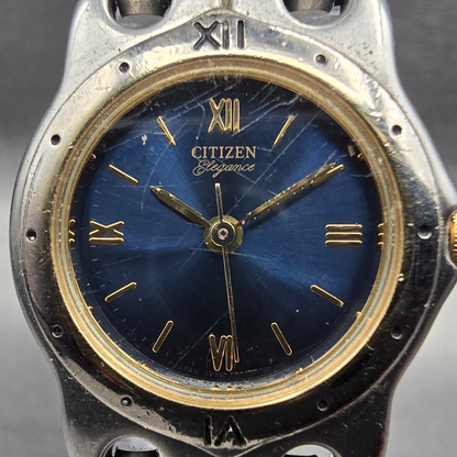 Citizen Watch Women 23mm Blue Dial Two Tone Round 5930-F91334 New Battery VTG1