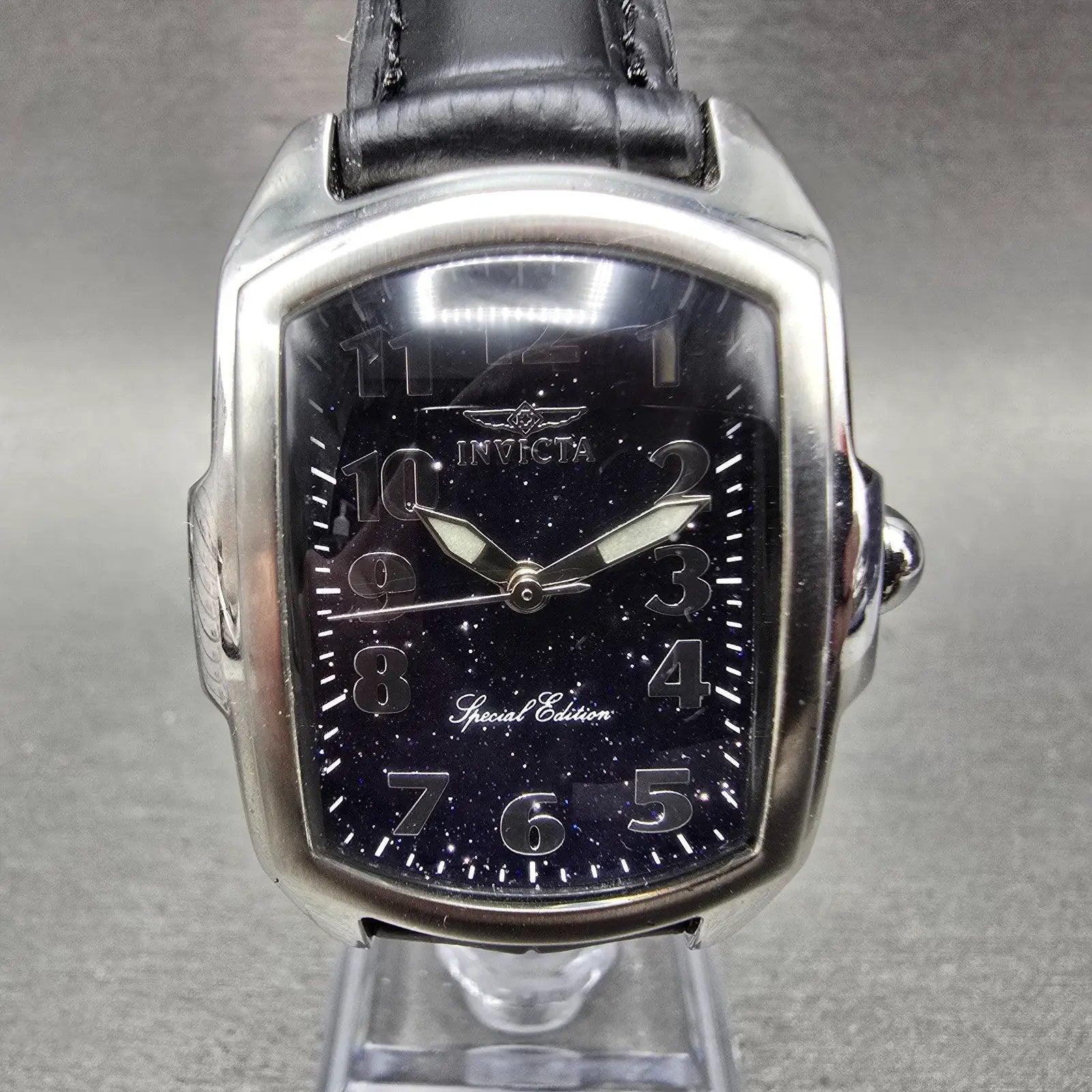 Invicta Lupah Watch 29mm Blue Dial Silver Tone Rectangle 0684 New Battery0