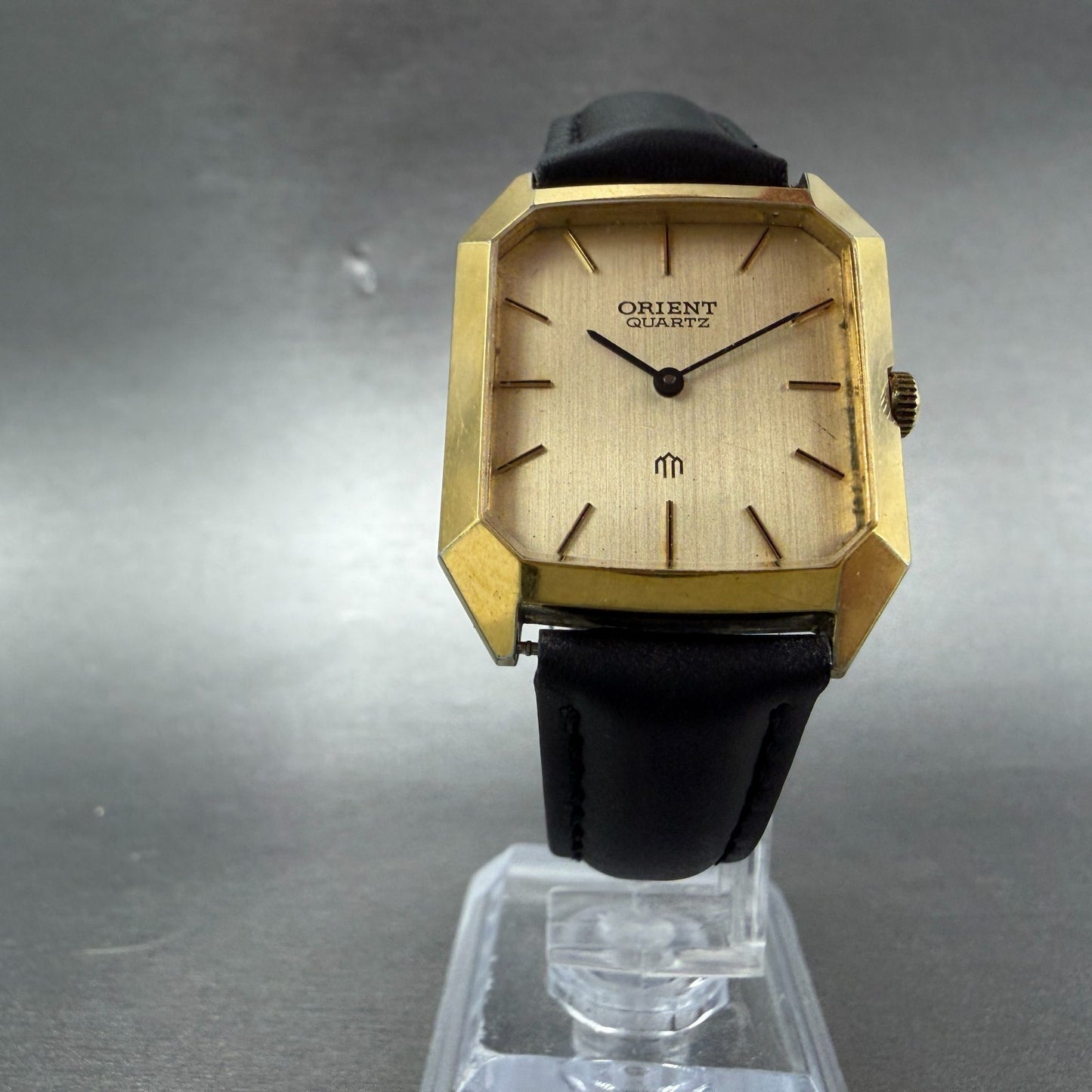Orient Tank Watch Men 27mm Champagne Dial Gold Tone Octagon New Battery Vintage5
