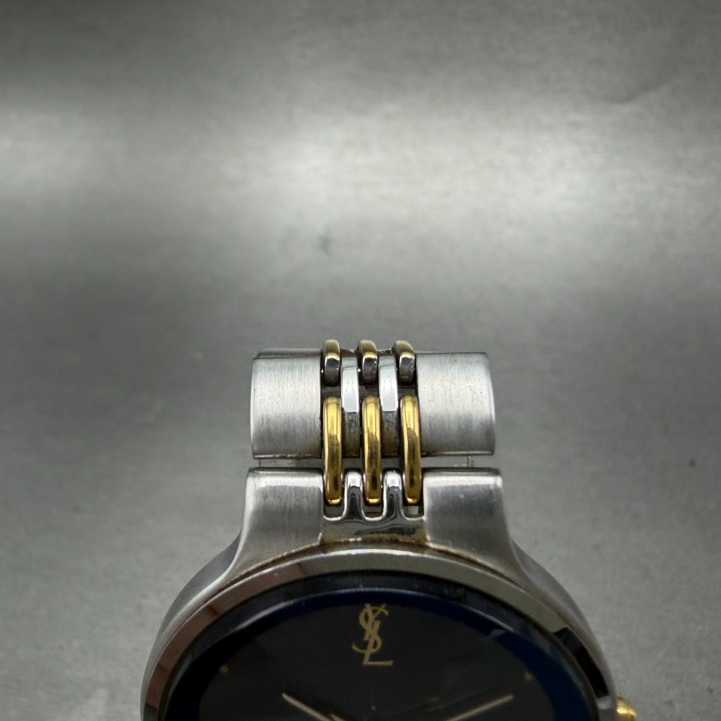 Yves Saint Laurent Watch Unisex 33mm Blue Dial Two Tone Round New Battery4
