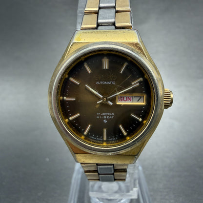 Seiko Automatic Watch Women 25mm Brown Dial Two Tone Daydate 2906-0249 Runs0