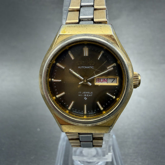Seiko Automatic Watch Women 25mm Brown Dial Two Tone Daydate 2906-0249 Runs0