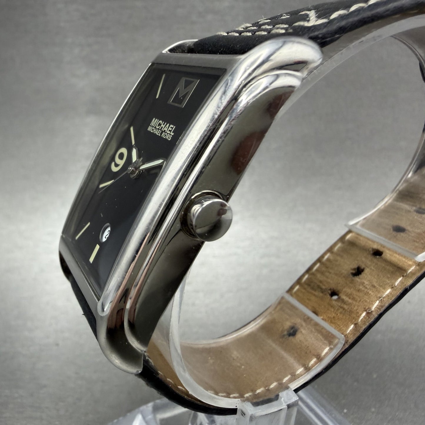 Michael Kors Watch Women 27mm Black Dial Silver Tone Rectangle MK6011 New Batt2