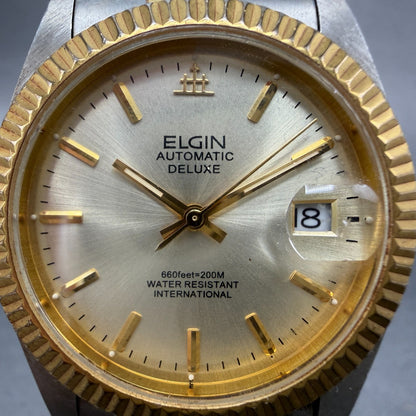 Elgin President Watch Men 36mm Champagne Dial Two Tone Date Round Automatic Runs1
