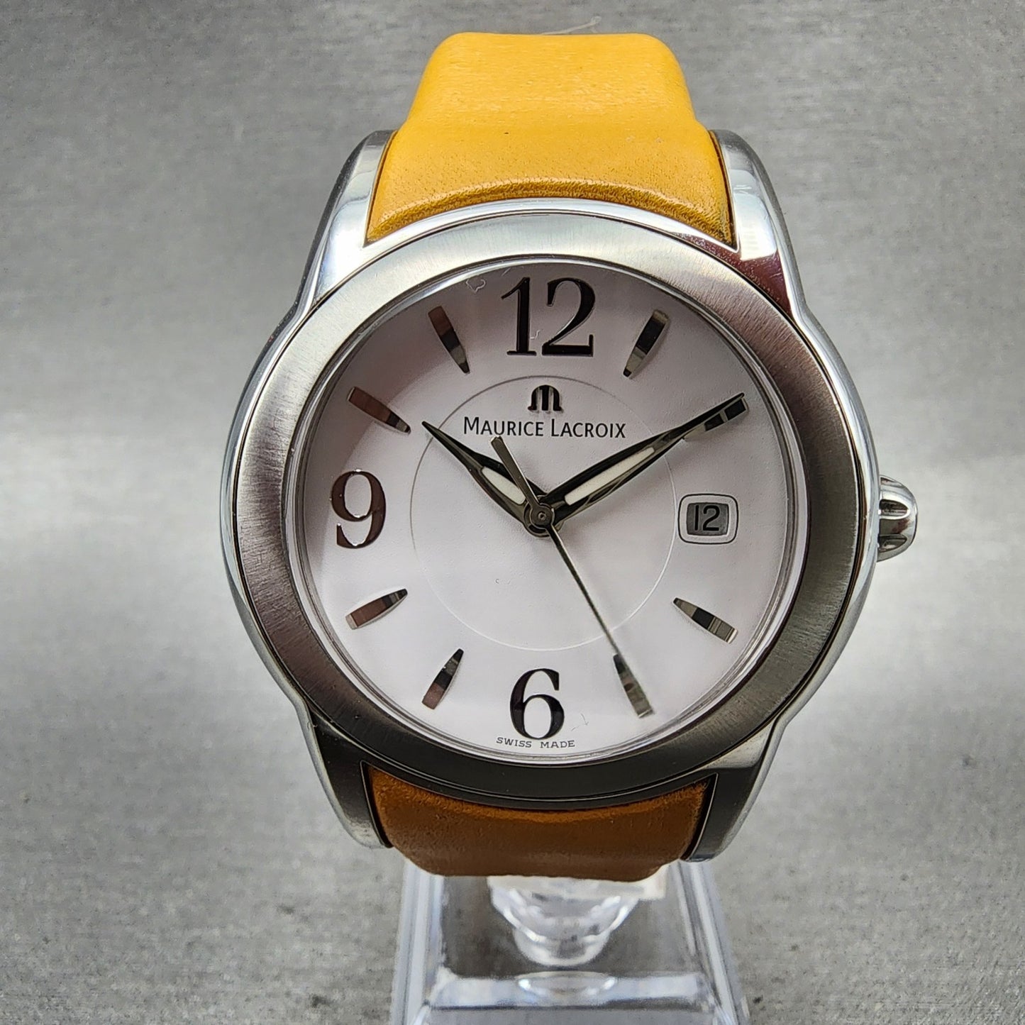 Maurice Lacroix Sphere Watch Men 42mm White Dial Steel Date Round SH1018 New Bat0