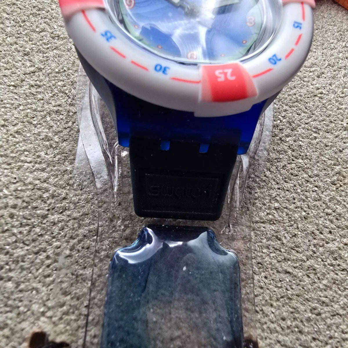 Swatch Scuba 200 Rescue Watch Men 39mm Blue Dial Blue Case SDN904 New Batt NOS9