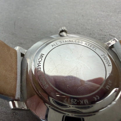 Michael Kors Pyper Watch Women 38mm White Dial Silver Tone Round MK-2917 New Bat9