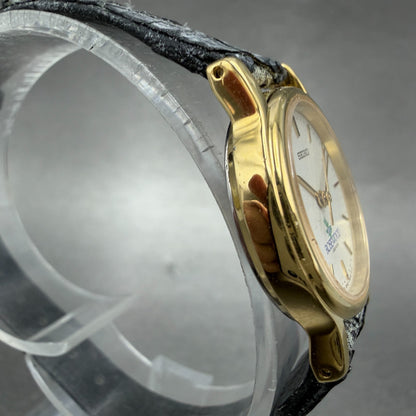 Seiko Watch Women 23mm White Dial Gold Tone Round 2P21-0A9A New Battery Vintage3