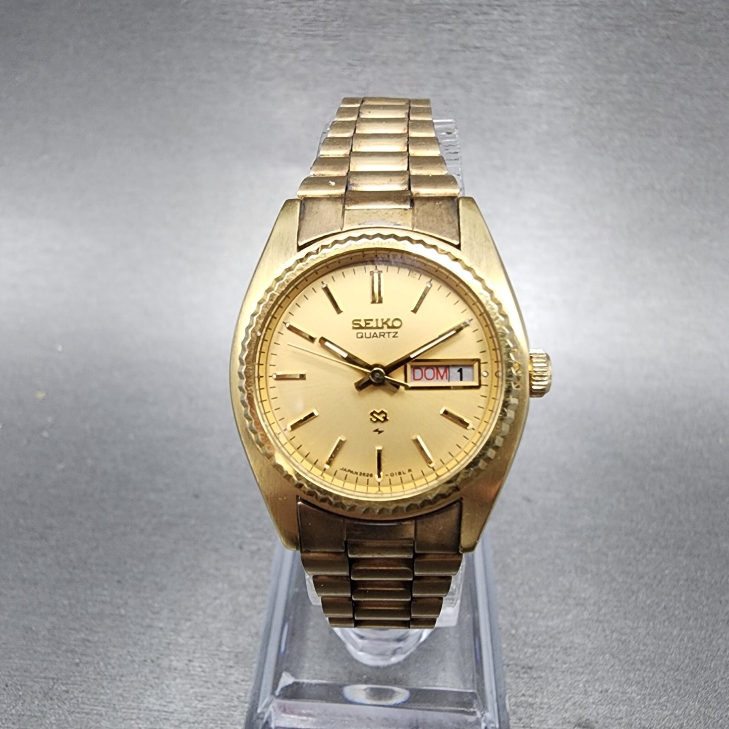 Seiko SQ Watch Women 25mm Gold Dial Gold Tone Daydate 26260159 PARTS0