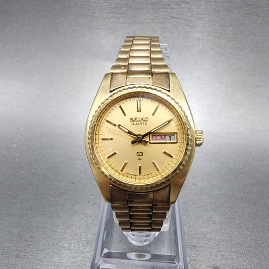 Seiko SQ Watch Women 25mm Gold Dial Gold Tone Daydate 26260159 PARTS0