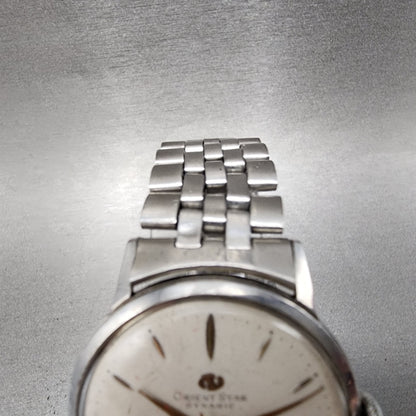 Orient Star Dynamic Watch Men 33mm White Dial Steel Nivaflex Manual Wind Runs4