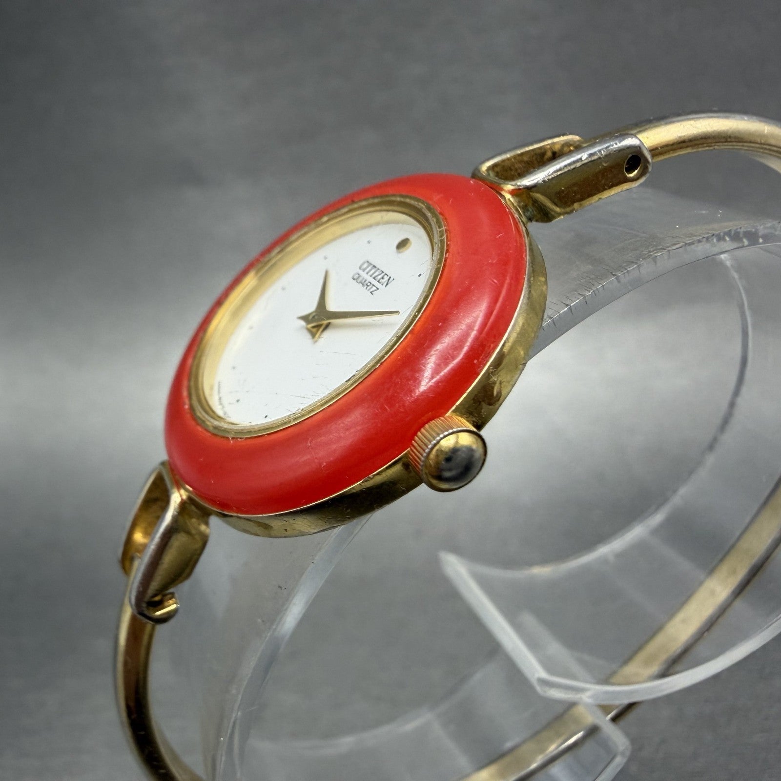 Citizen Watch Women 26mm White Dial Gold Tone Interchangeable Bezel New Bat3
