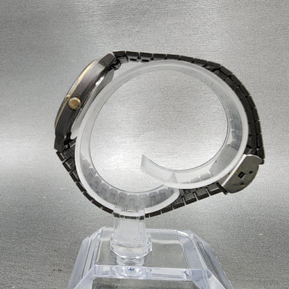 Seiko Watch Men 33mm Black Dial Black & Gold Tone Round Date 74326050 New Batt6