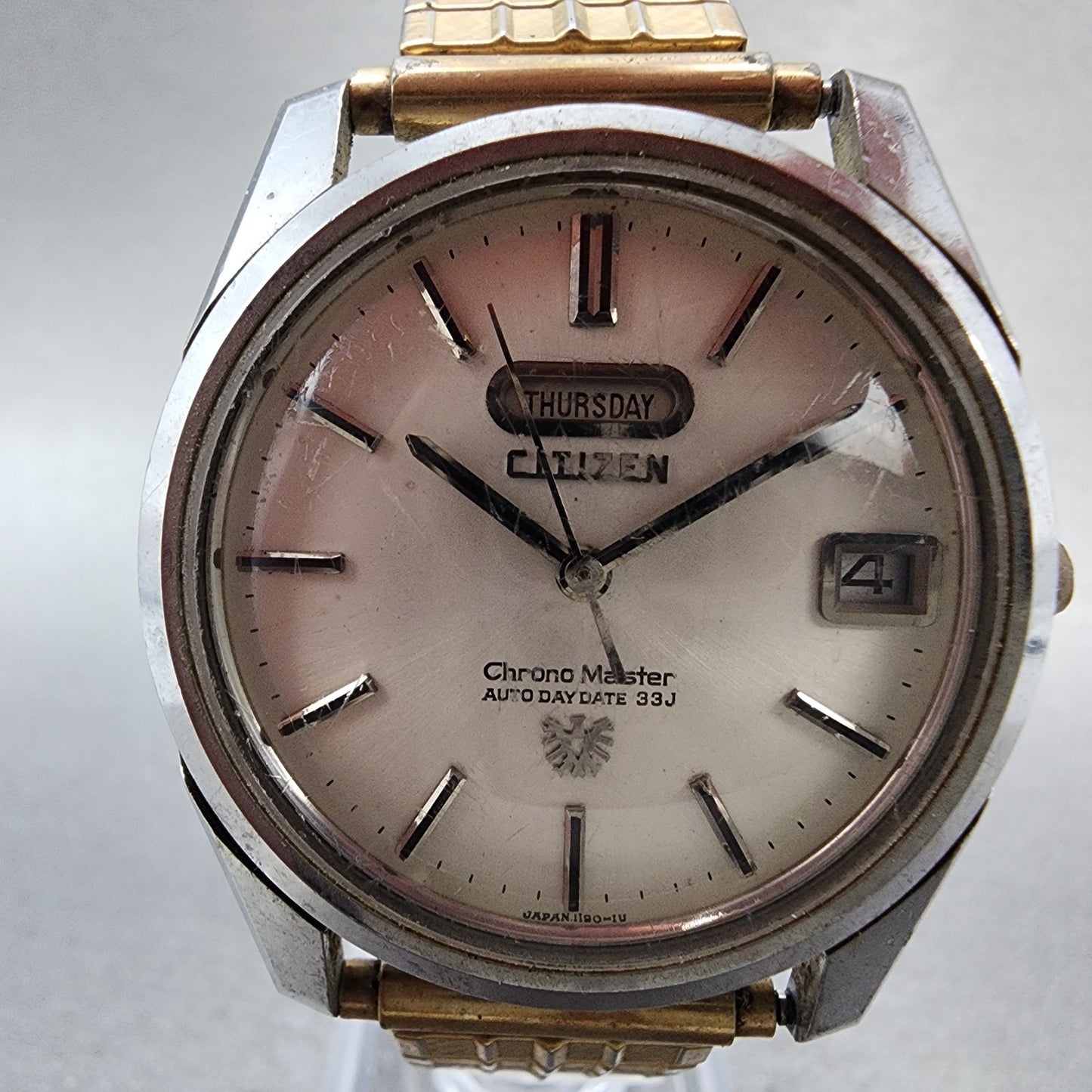 Citizen Chronomaster Watch Men 36mm White Dial Silver Tone Daydate 33 J PARTS2