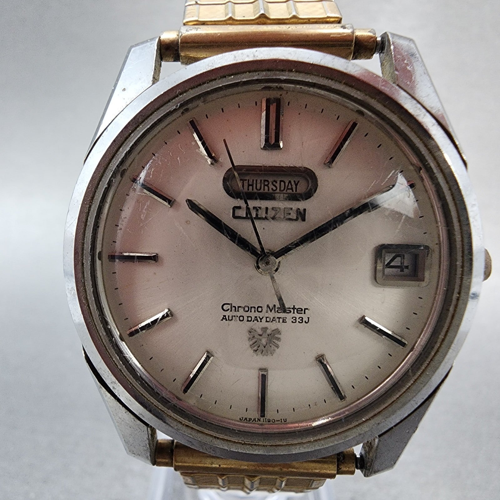 Citizen Chronomaster Watch Men 36mm White Dial Silver Tone Daydate 33 J PARTS2