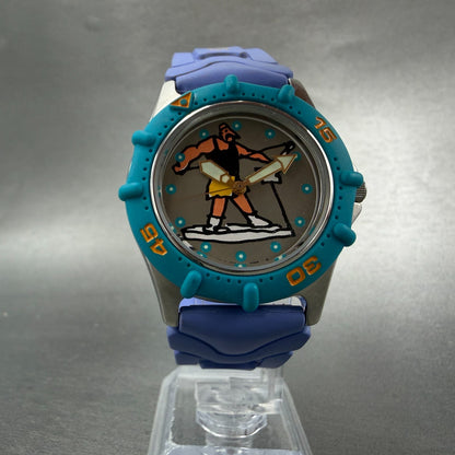 Casio Dive Watch Men 36mm Gray Dial Steel Blue Purple Manha Ttaners New battery5