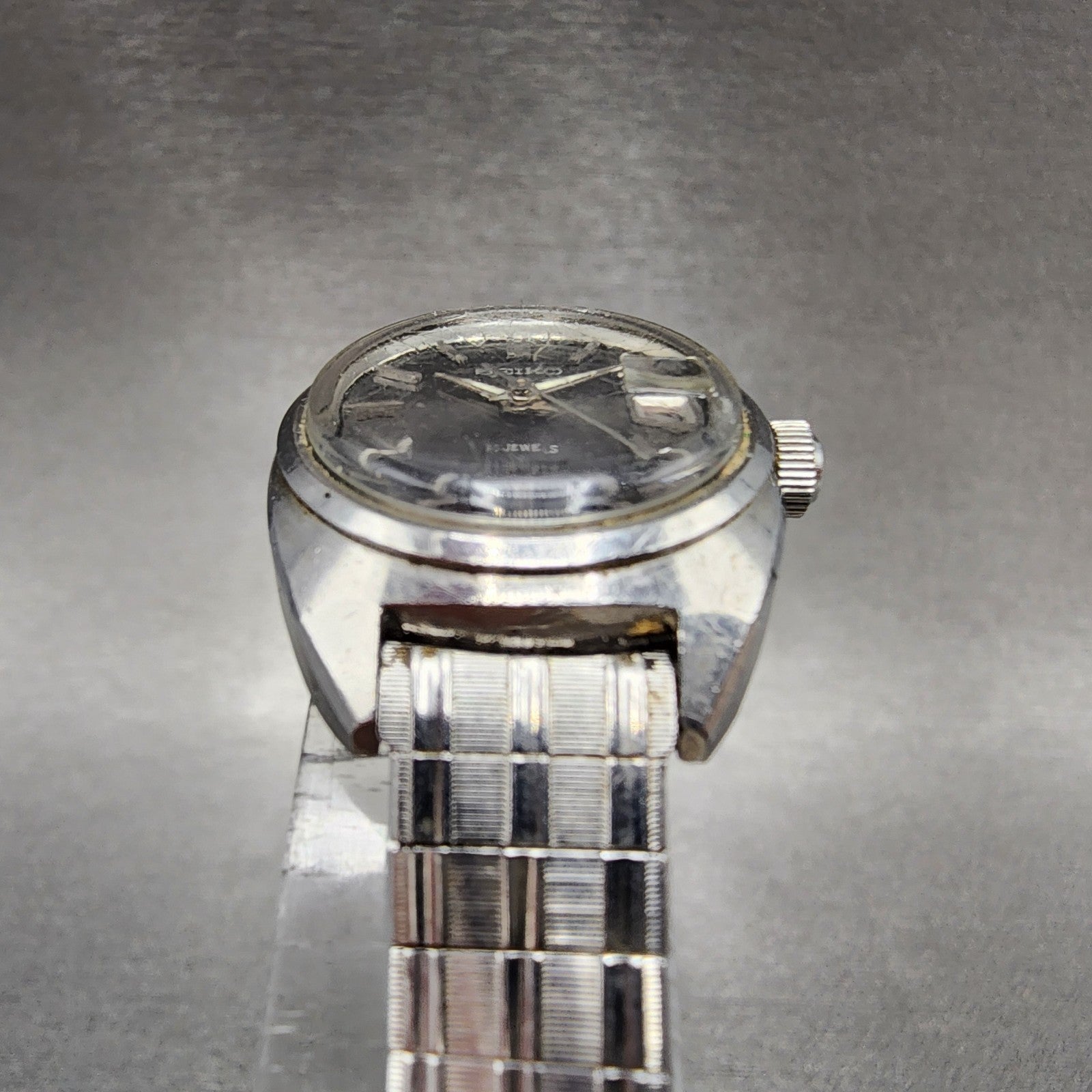 Seiko Automatic Watch Women 23mm Black Dial Silver Tone Date 25170221 PARTS3