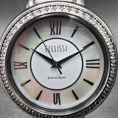 Ecclissi Sterling Silver Watch Women 37mm MOP Dial  Steel Ceramic Round New Batt1