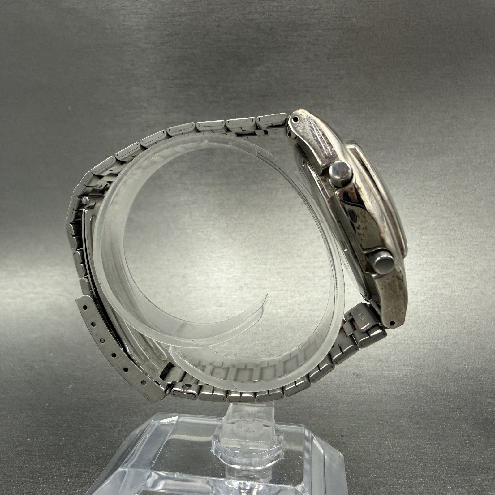 Seiko ALBA Watch Men 39mm Digital Silver Tone Alarm Chrono Y735-4A20 New Battery8