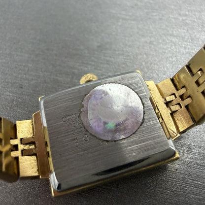 Citizen CQ Watch Women 17mm Champagne Dial Gold Tone Rectangle 3220 New Batt 5649