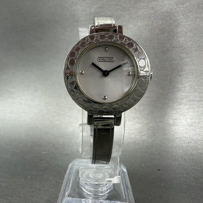 Coach Watch Women 27mm White Dial Silver Tone Round Bangle New Battery5
