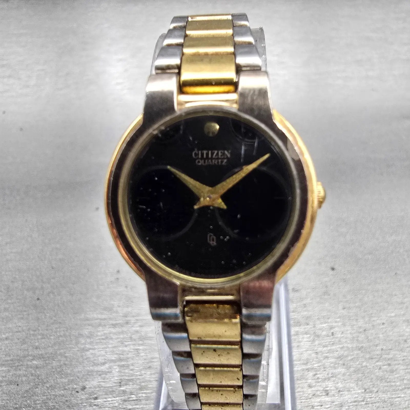 Citizen CQ Watch Women 23mm Black Dial Two Tone Round 3220-K03755 New Battery0