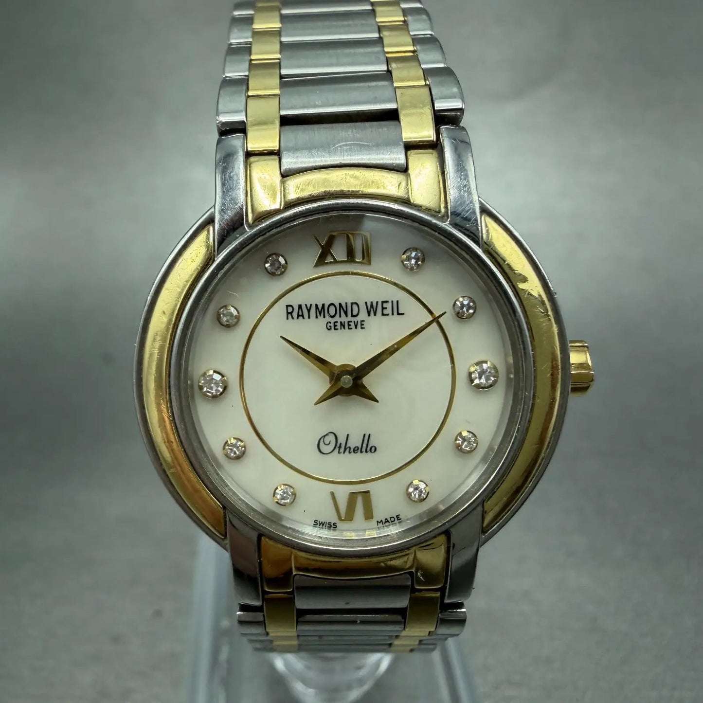 Raymond Weil Othello Watch Women 25mm MOP Dial Two Tone Diamonds  2320 New Batt0